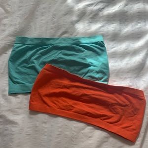 Blue and orange bandeau tops!